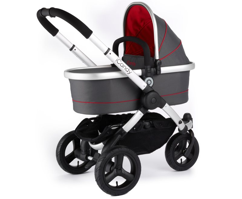 With sporty action, air-filled tyres for unbelievable terrain versatility, this is the pushchair for parents who want to show their child how to enjoy life to the maximum.

And that goes for style too; modern sleek curved combine with soft touch sports fabrics and simplistic styling, and two striking colours: Pace and Eclipse.

The iCandy Peach All-Terrain multi-functional travel system offers functionality beyond measure; from the compact one-hand folding and the quick release front wheel, to the modern easy-lift lie-flat carrycot and one-touch folding chassis.