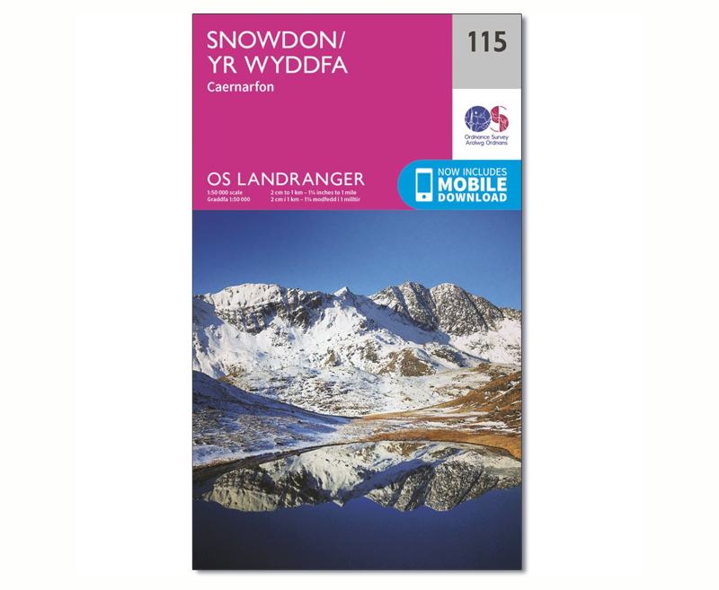 Snowdon (inc. Caernarfon) map - OS Landranger 115.