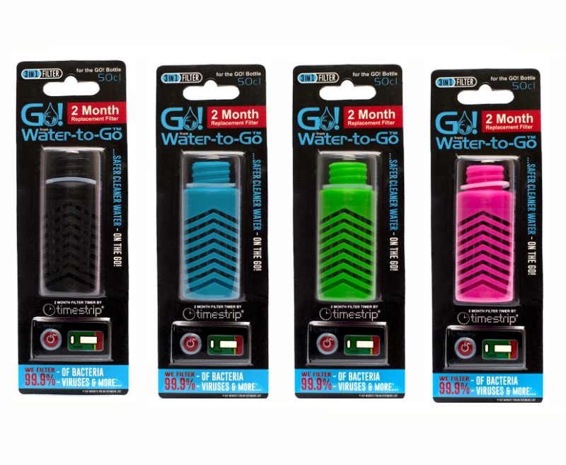 The 50cl GO! filter lasts approximately 2 months (130l) and comes with a 
