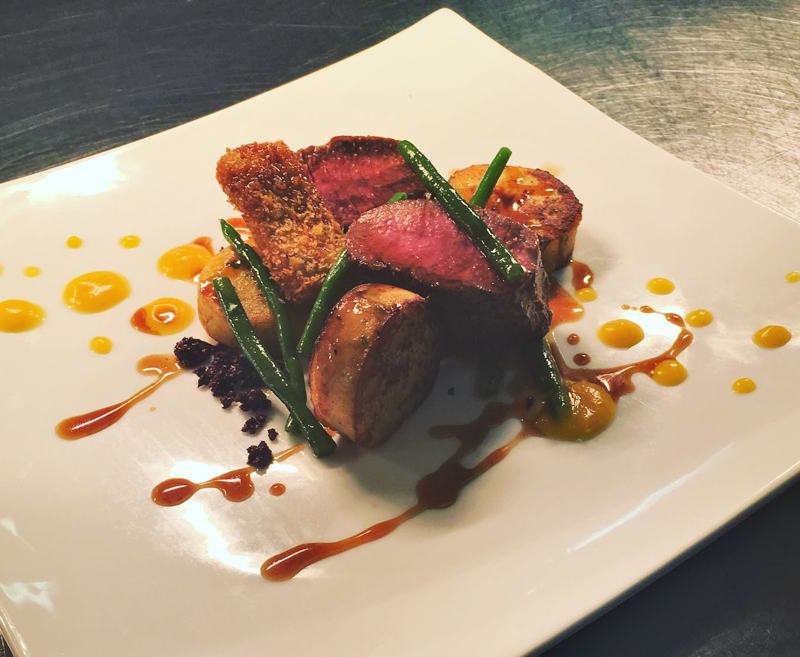 The Haddon Restaurant and its chef, Simon Harrison, is the pride of The Izaak Walton Hotel and is recommended as a top fine dining restaurant in Derbyshire, having been awarded 2 AA Rosettes. With breath taking views of the Dovedale Valley and creative interpretations on traditional dishes, the Haddon Restaurant is the place to dine in style.
All of our dishes are created using locally sourced ingredients, as we believe it is important to support the local businesses around the Dovedale area. The service is attentive and knowledgeable and the dishes are enhanced with an excellent selection of fine wines from respected worldwide vineyards.