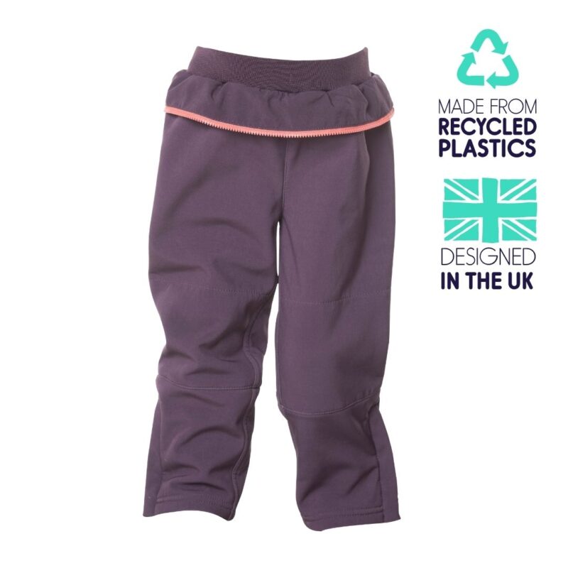 Our Kidunk fleece lined trousers feature a comfortable elasticated waist. They have a generous cut so little ones can roly-poly, run, hop, skip and jump and these trousers stay put. When the little one is ready for outdoor or messy, sandy play, then zip on the Kidunk top and you have yourself a Kidunk playsuit and little one is protected. The zip attachment sits on the outside of the trouser and is discreetly folded back so when not in use it doesn’t get in the way. The legs feature a concealed outer zip at the hem to get welly boots on with ease and an inner leg to tuck inside boots.

	Made from 100% recycled materials
	Teflon EcoELite™ PFC free coated to resist water and stains for all-day play!
	Comfy, super stretchy, breathable
	Tough outside, fleecy inside
	Fabric guarded, colour coded, chunky yank proof YKK zips
	Elasticated ankles with welly tuck detail
	Tops and bottoms can zip together or be worn independently
	Machine wash & Tumble dry
	Sizes available 1-8yrs 