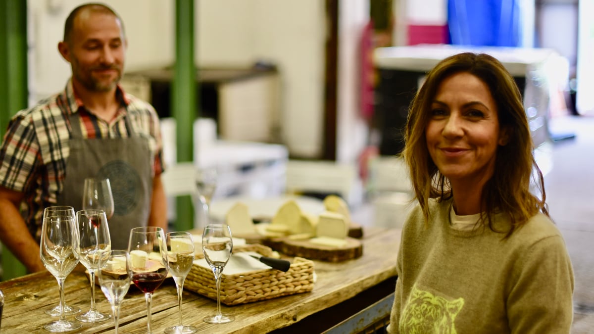 Julia Bradbury at Sharpham Dairy