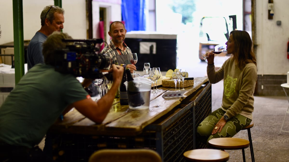 Julia Bradbury at Sharpham Dairy